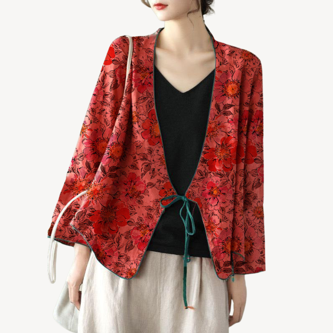 Ladies Floral Lightweight Kimono Coat - OutfitLondon