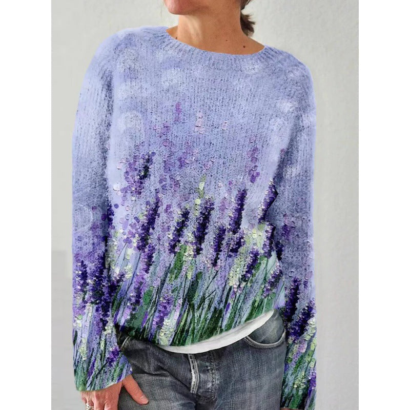 Colorful Floral Pattern Women Sweater - OutfitLondon