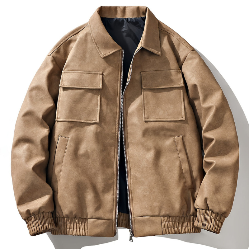 Retro Style Zipper Pocket Bomber Jacket