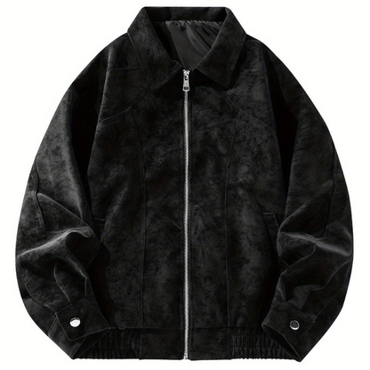 Classic Zip Up Bomber Jacket with Raglan Sleeves