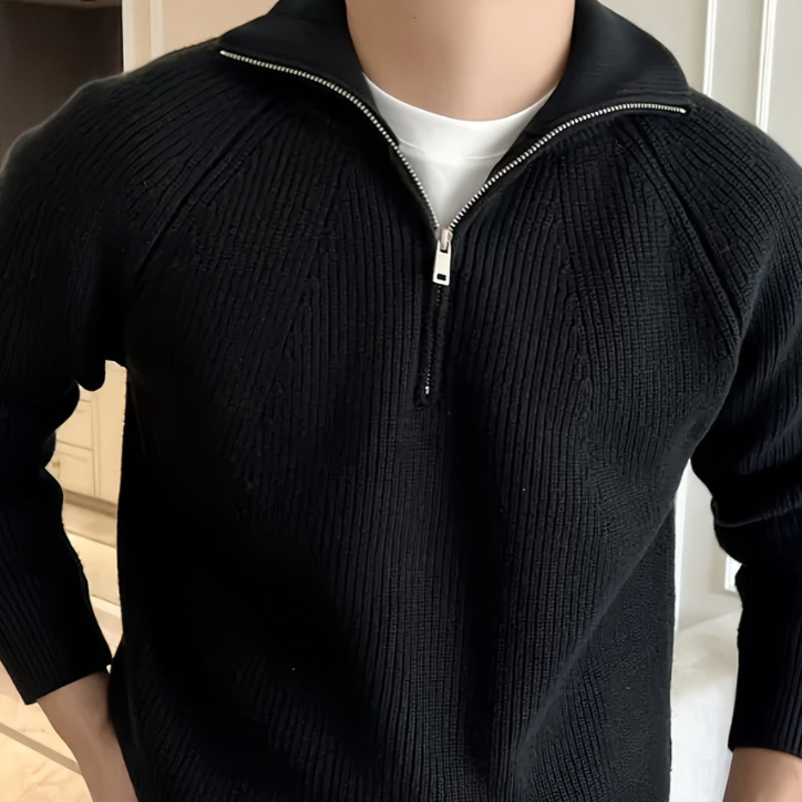 Warm Thick Cable Knit Half Zip Sweater