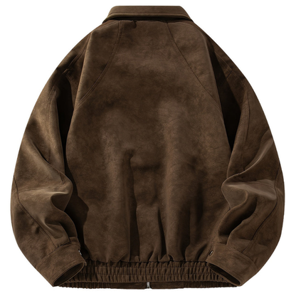 Classic Zip Up Bomber Jacket with Raglan Sleeves