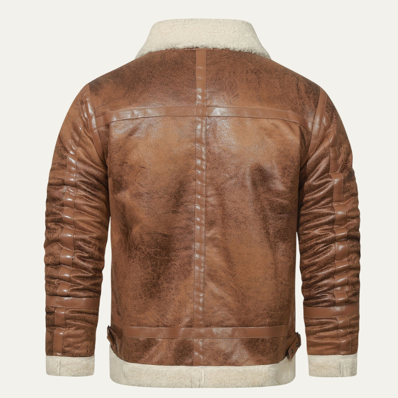 Men's Leather Aviator Bomber Jacket