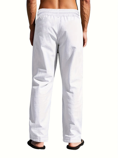 Relaxed Fit Elastic Waist Pants for Men