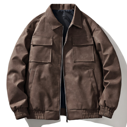 Retro Style Zipper Pocket Bomber Jacket