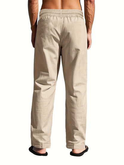 Relaxed Fit Elastic Waist Pants for Men