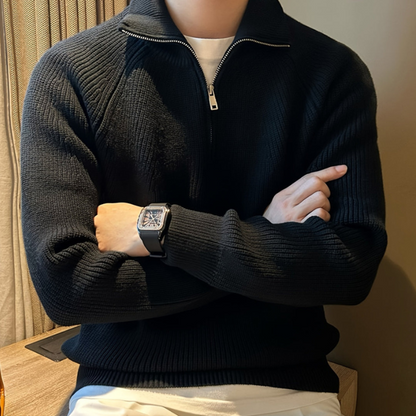 Warm Thick Cable Knit Half Zip Sweater