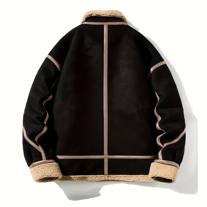 Classic Leather Pilot Jacket with Sheepskin Trim