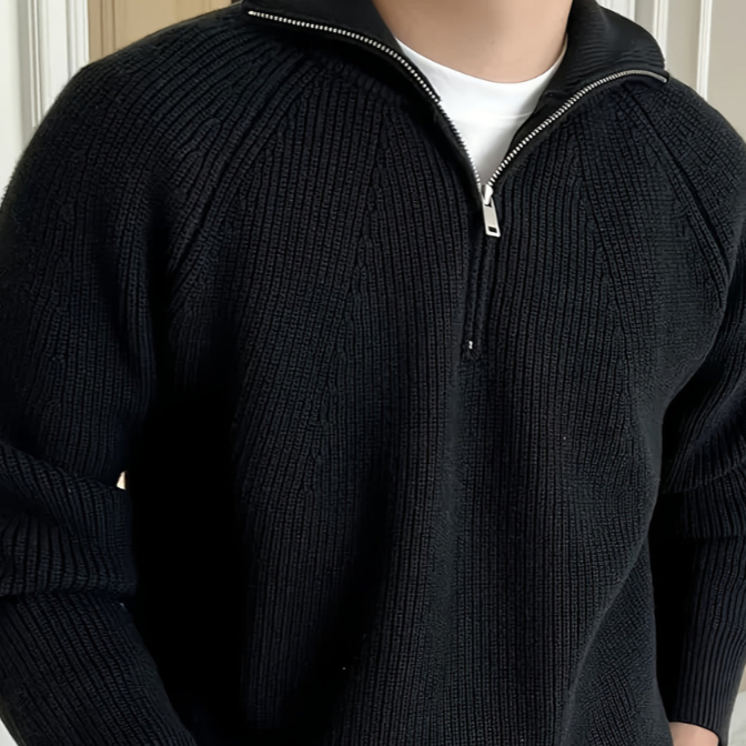 Warm Thick Cable Knit Half Zip Sweater