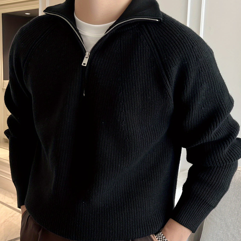 Warm Thick Cable Knit Half Zip Sweater