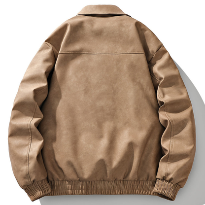 Retro Style Zipper Pocket Bomber Jacket