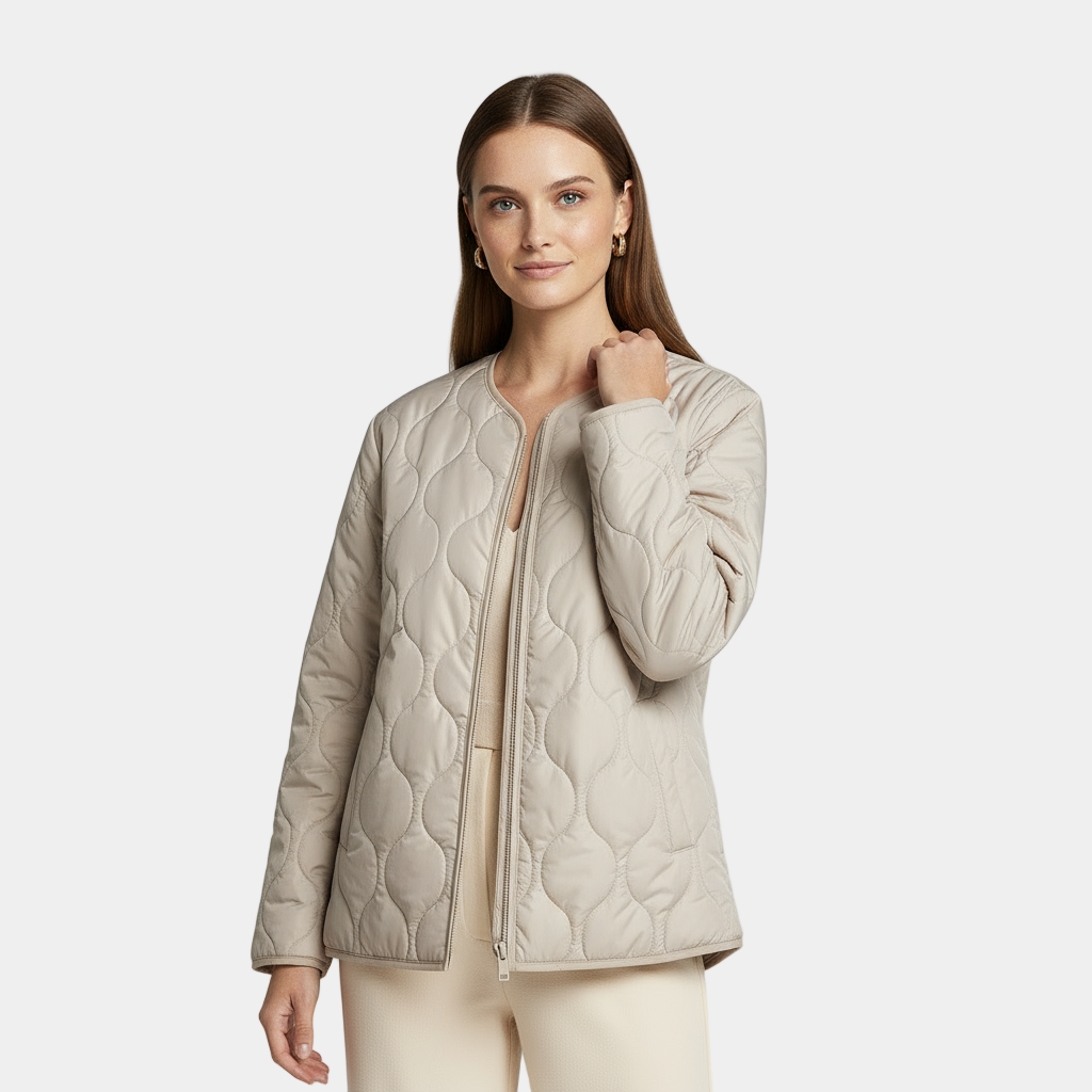 Women's Fitted Padded Zipper Jacket - OutfitLondon