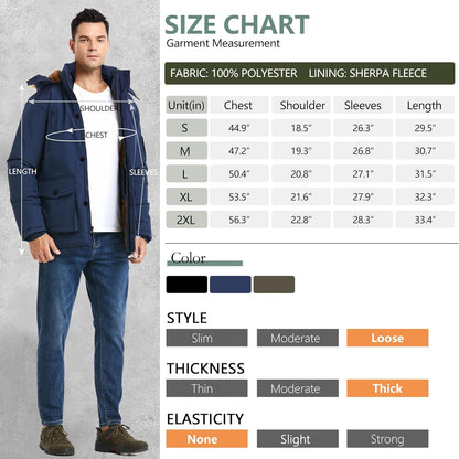 Warm Waterproof Men's Winter Coat with Hood