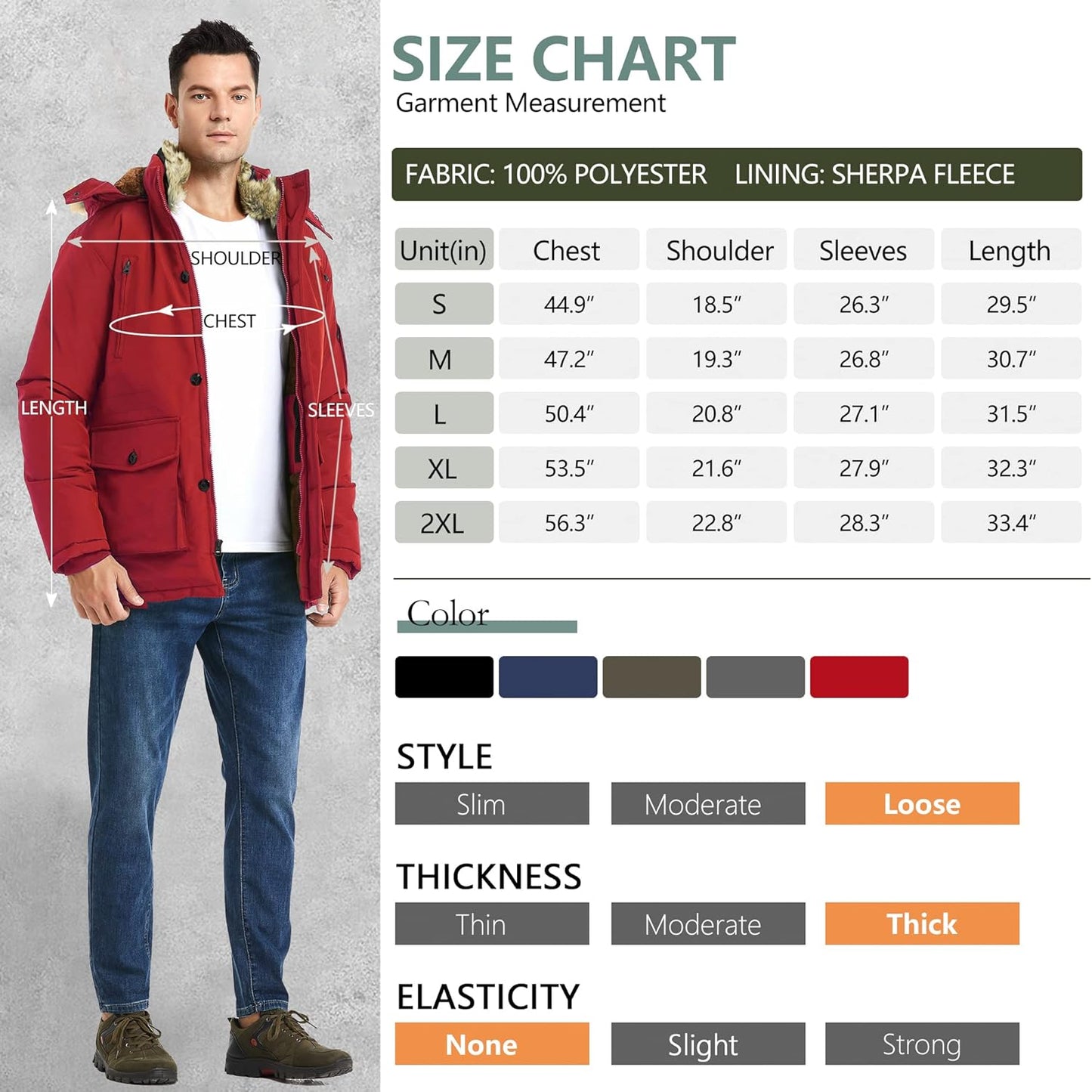 Warm Waterproof Men's Detachable Hood Jacket