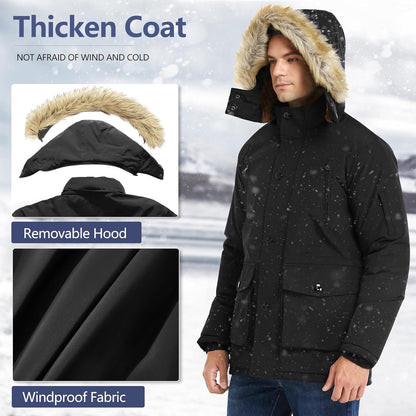 Warm Waterproof Men's Detachable Hood Jacket