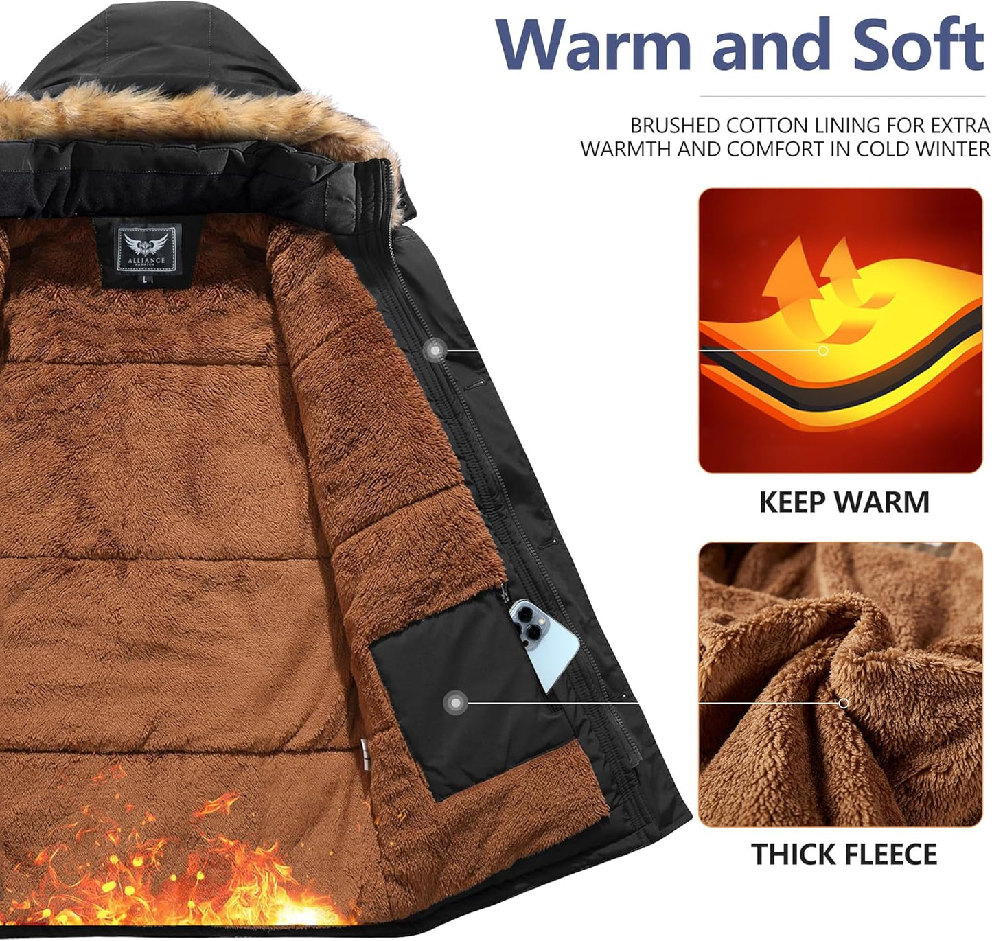 Warm Waterproof Men's Winter Coat with Hood