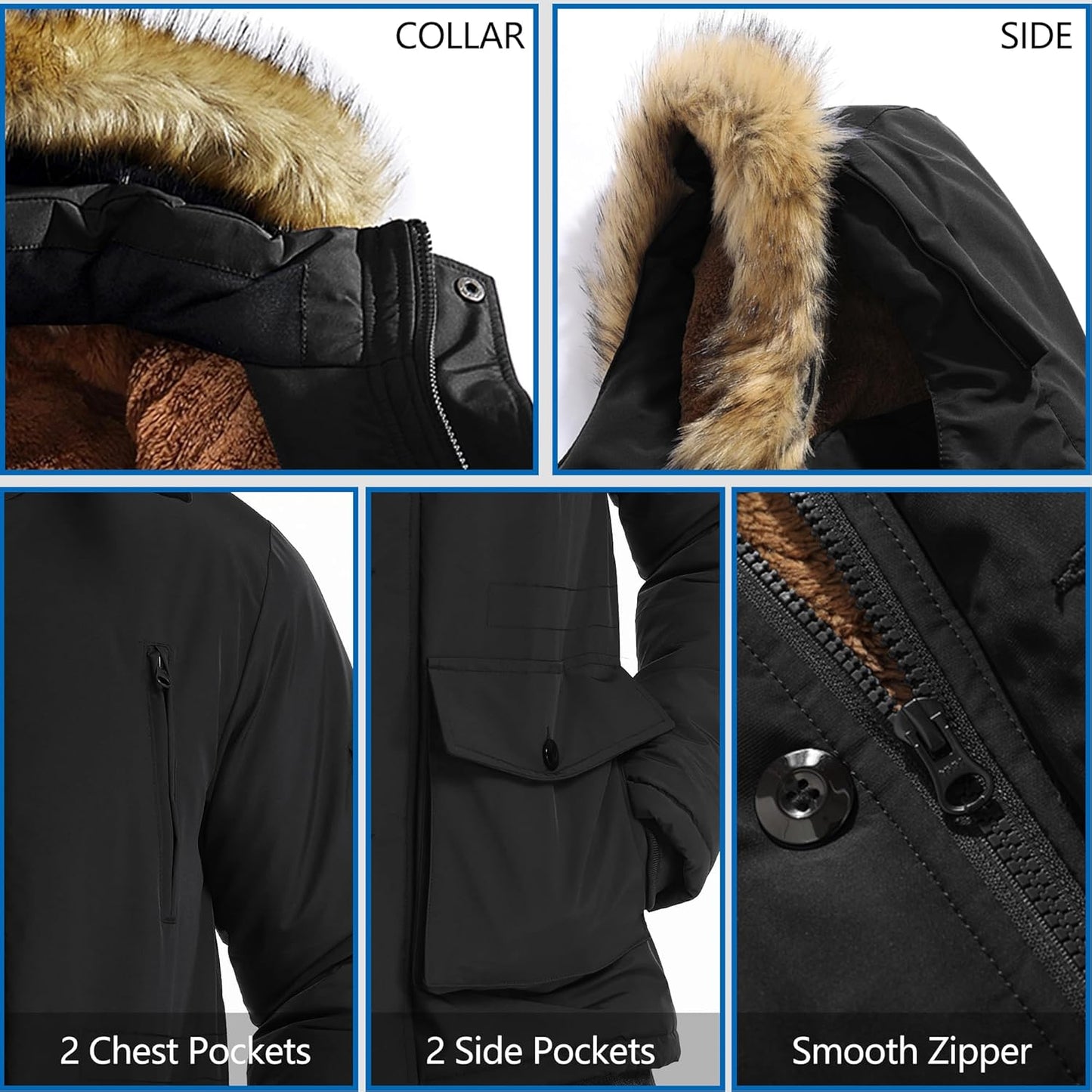 Warm Waterproof Men's Winter Coat with Hood