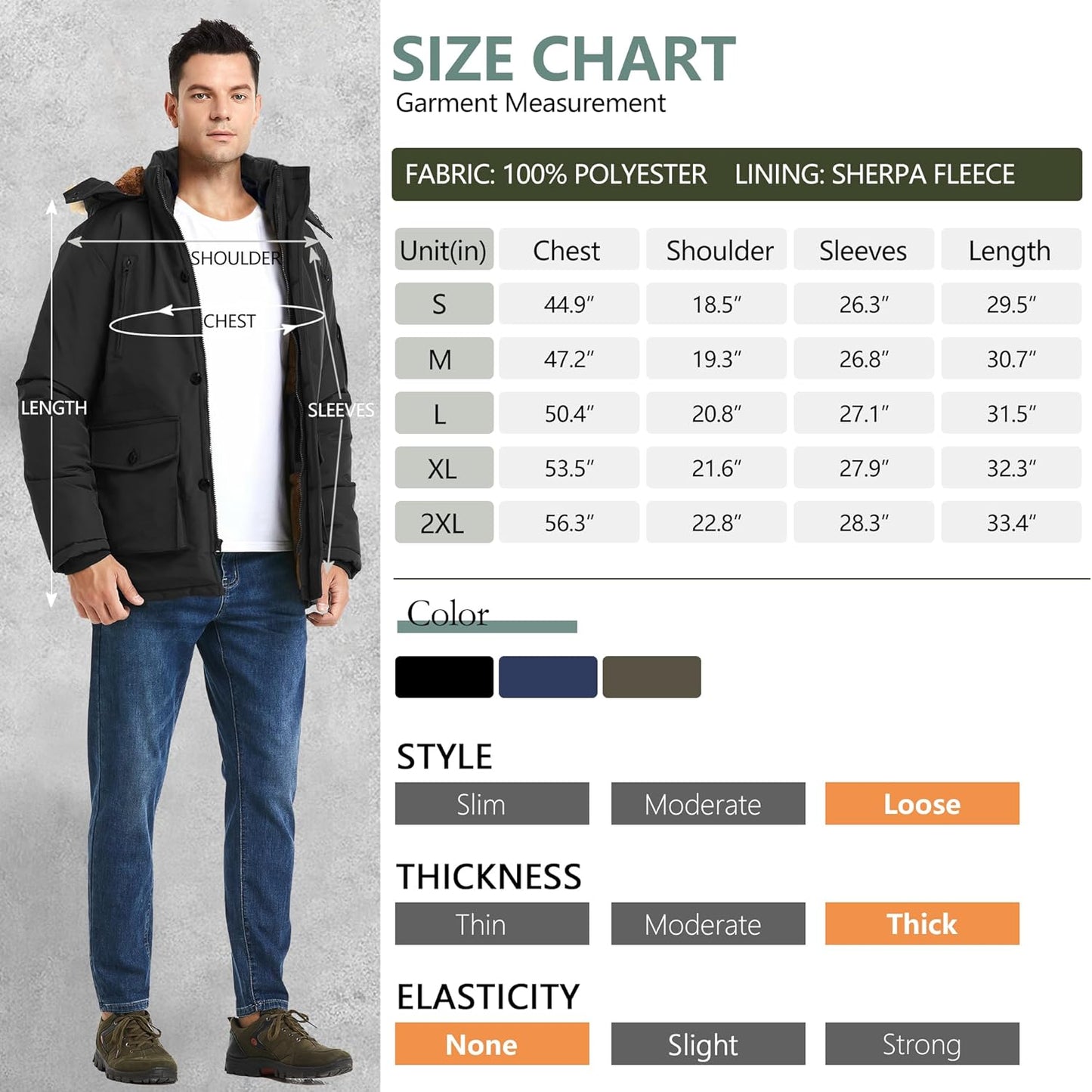 Warm Waterproof Men's Detachable Hood Jacket