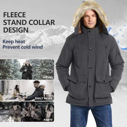 Warm Waterproof Men's Detachable Hood Jacket
