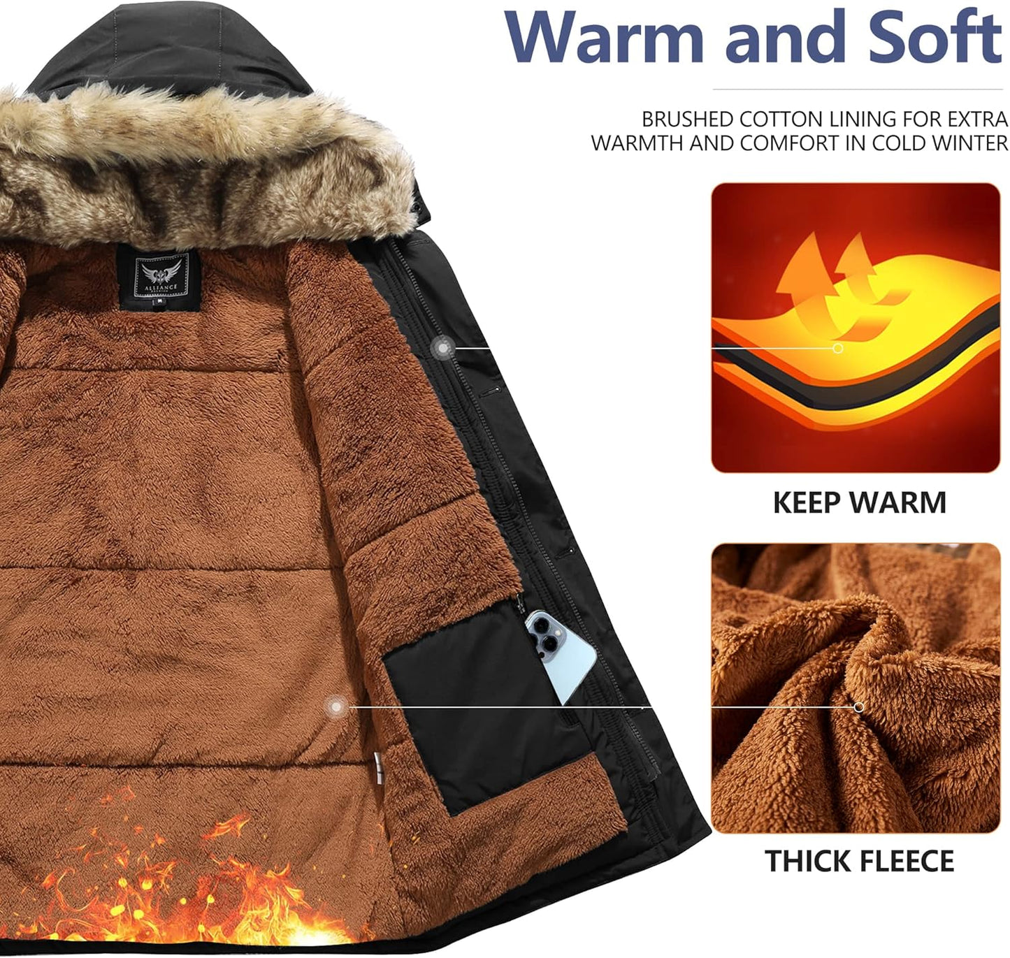 Warm Waterproof Men's Winter Coat with Hood