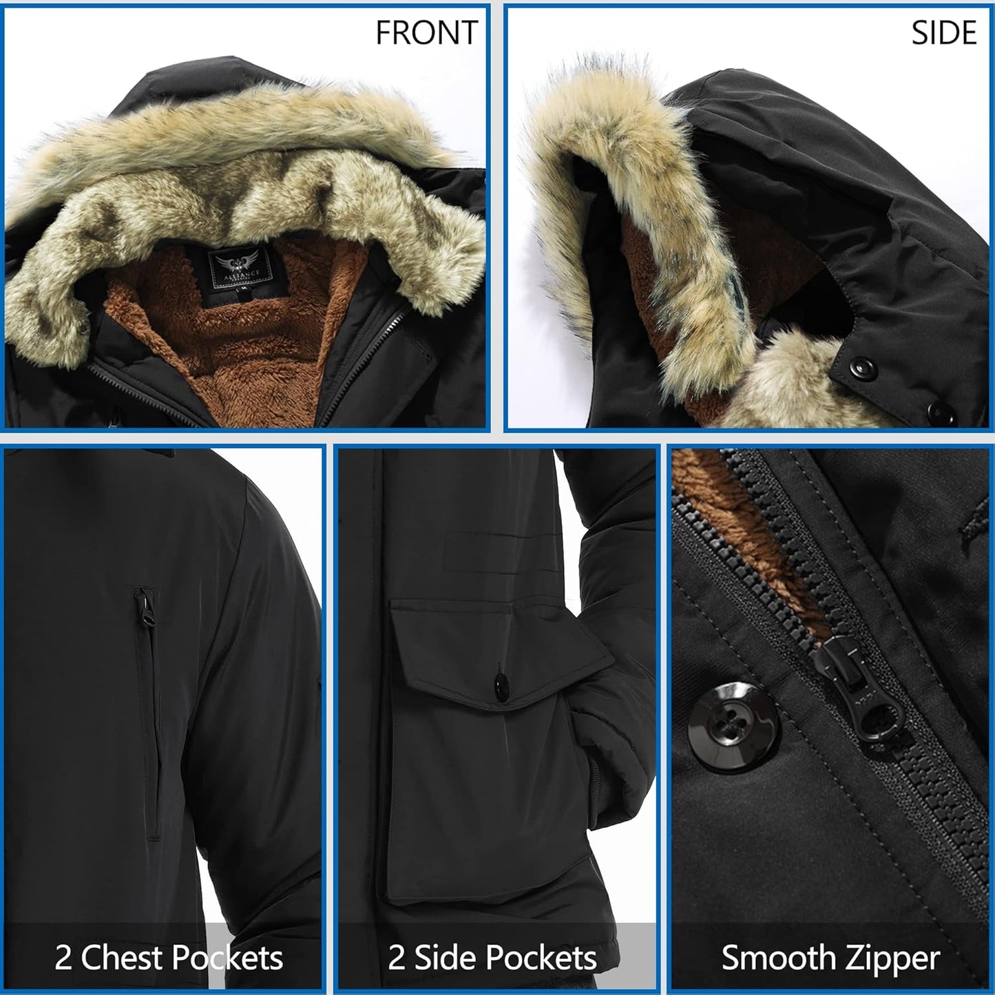 Warm Waterproof Men's Winter Coat with Hood