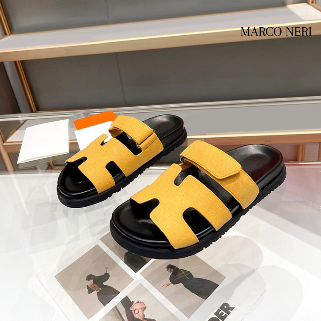 Luxury Leather Slide Sandals - Chic Comfortable Fit