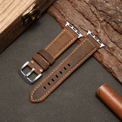 Premium Tan Leather Watch Band — Embossed Style