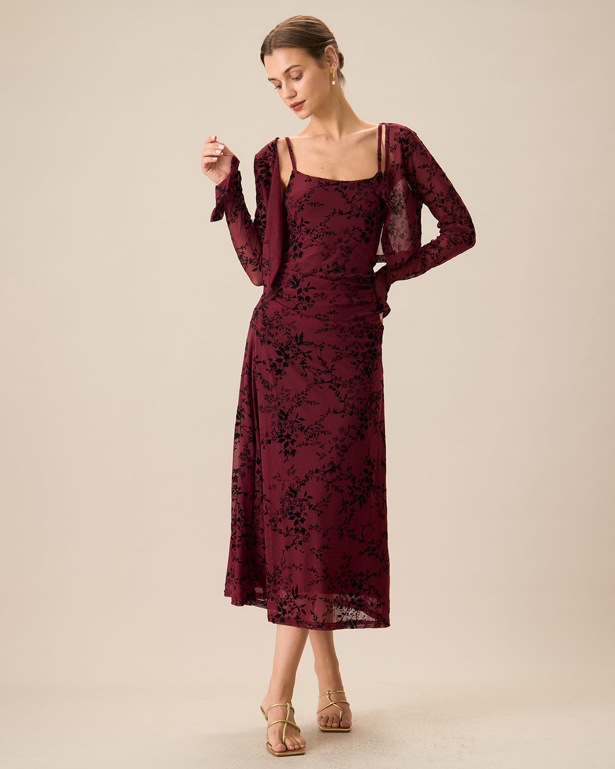 Elegant Floral Midi Dress for Women - OutfitLondon
