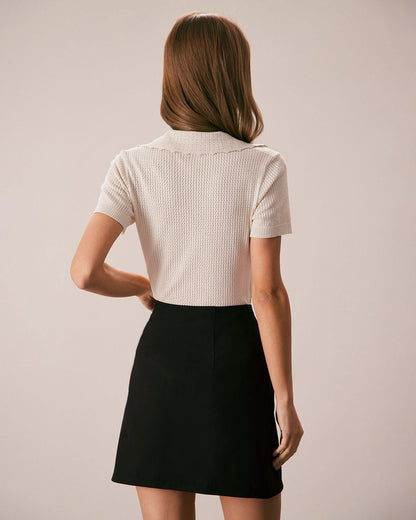 Gianna | Slim Fit V Neck Pointelle Knit Holiday Tee