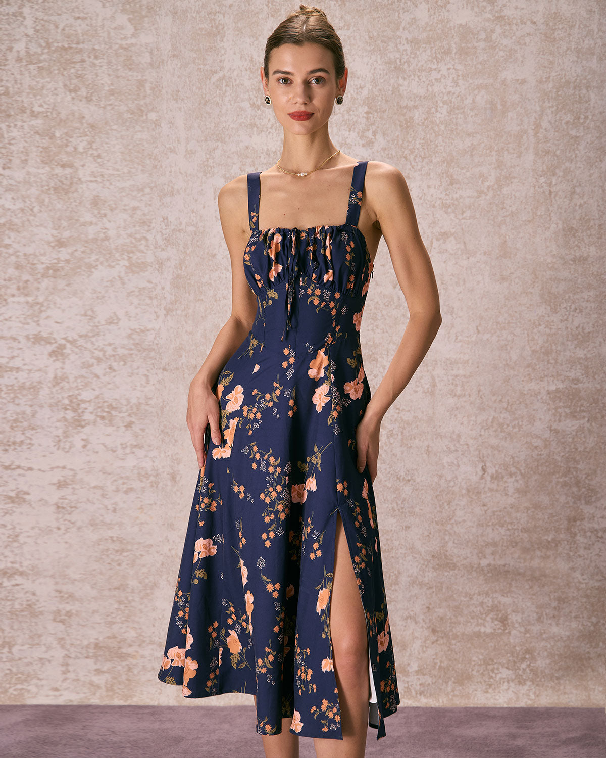 Elegant Floral Midi Dress for Women - OutfitLondon