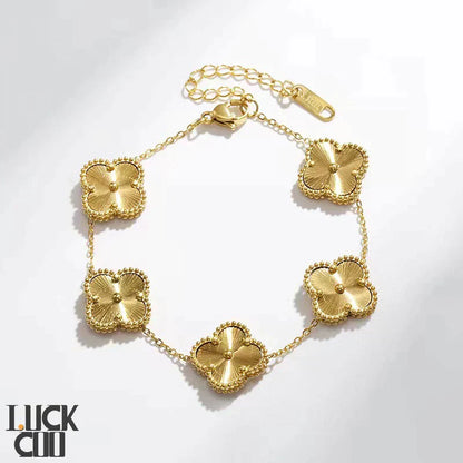 Elegant Flower Charm Bangle 14K Gold Plated Stainless Steel