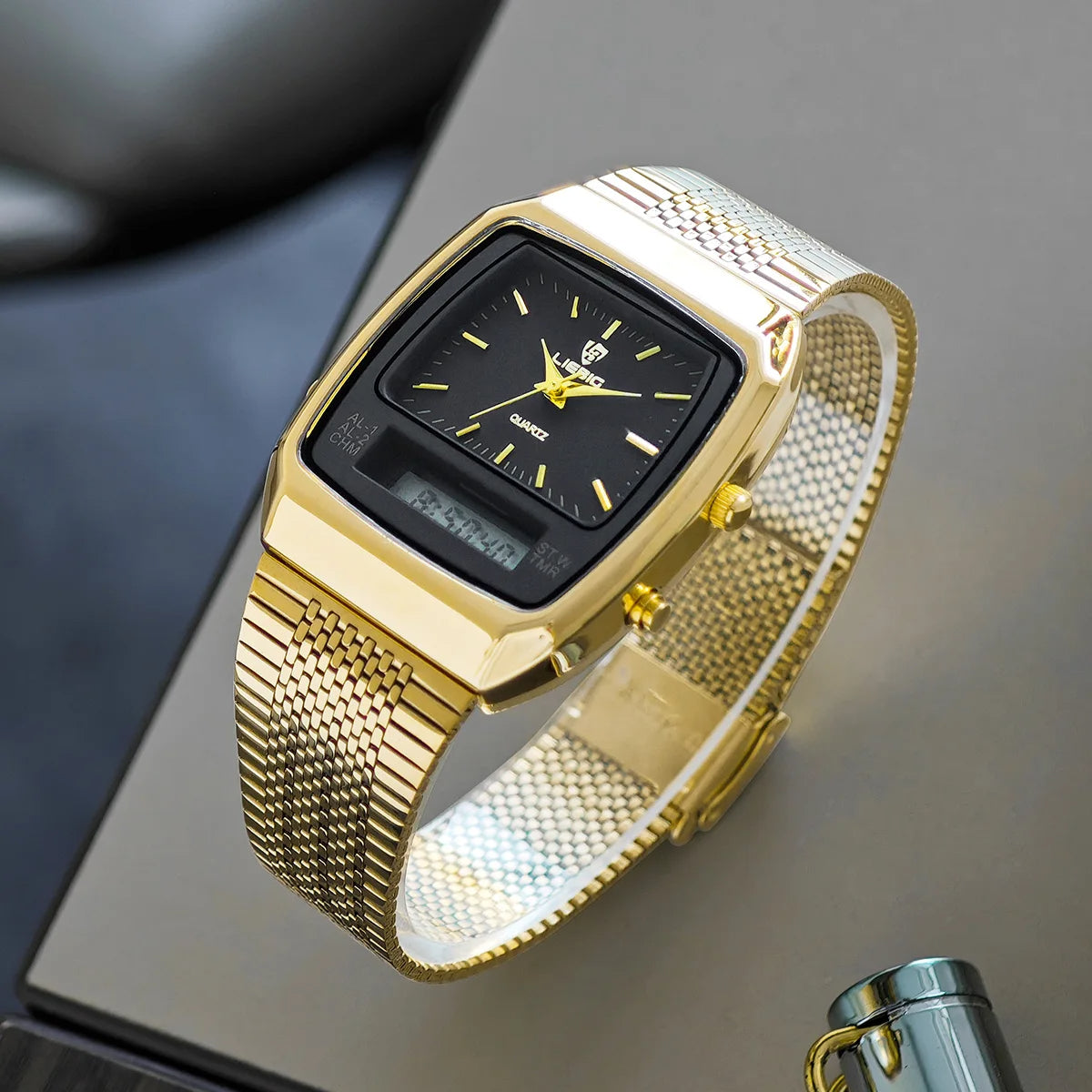 Vintage Style Dual Display Leather Watch