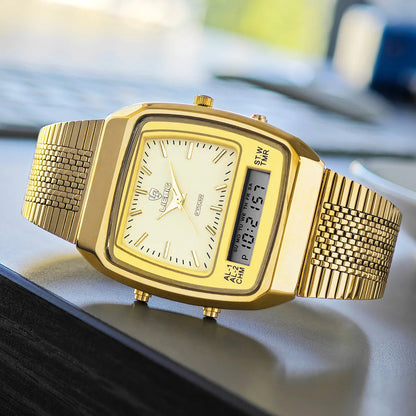 Vintage Style Dual Display Leather Watch