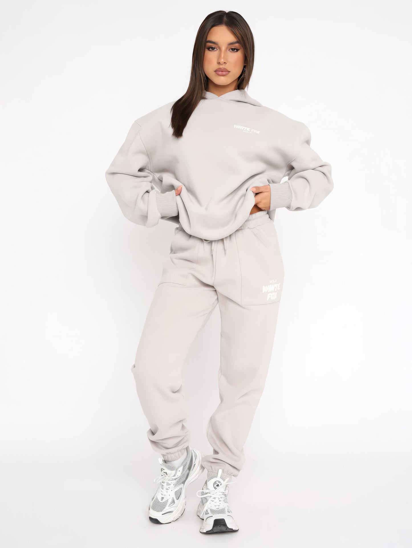 Women's Two-Piece Tracksuit Hoodie And Pants Set White