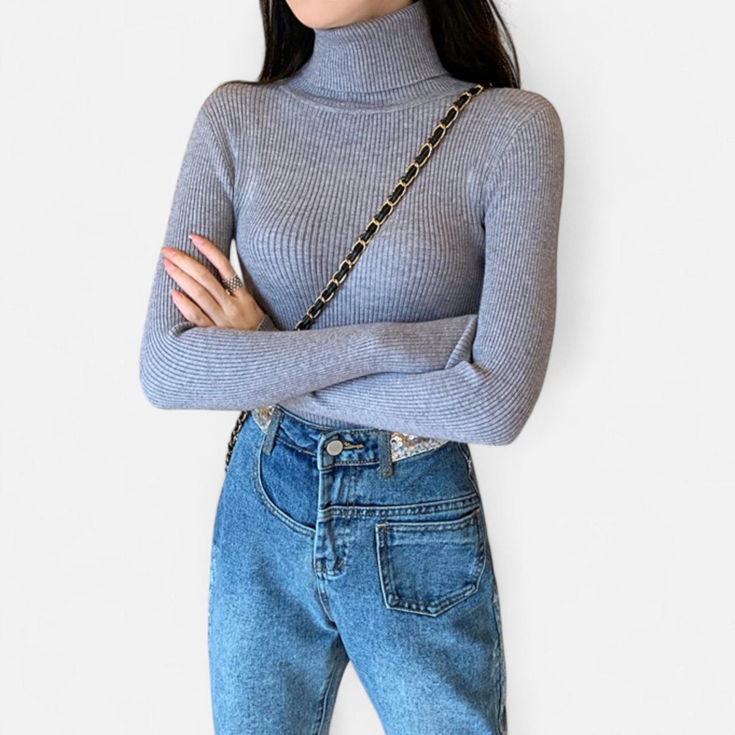 Warm Knitted Women's Turtleneck Jumper