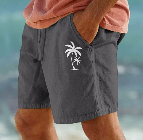 Beachy Summer Shorts with Leaf Print Design