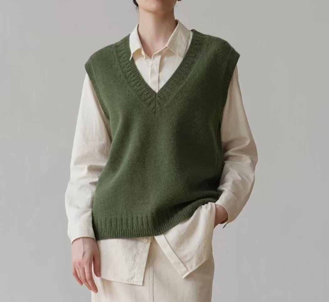 Comfy Open Neck Sleeveless Sweater Vest