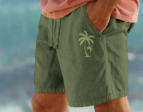 Beachy Summer Shorts with Leaf Print Design