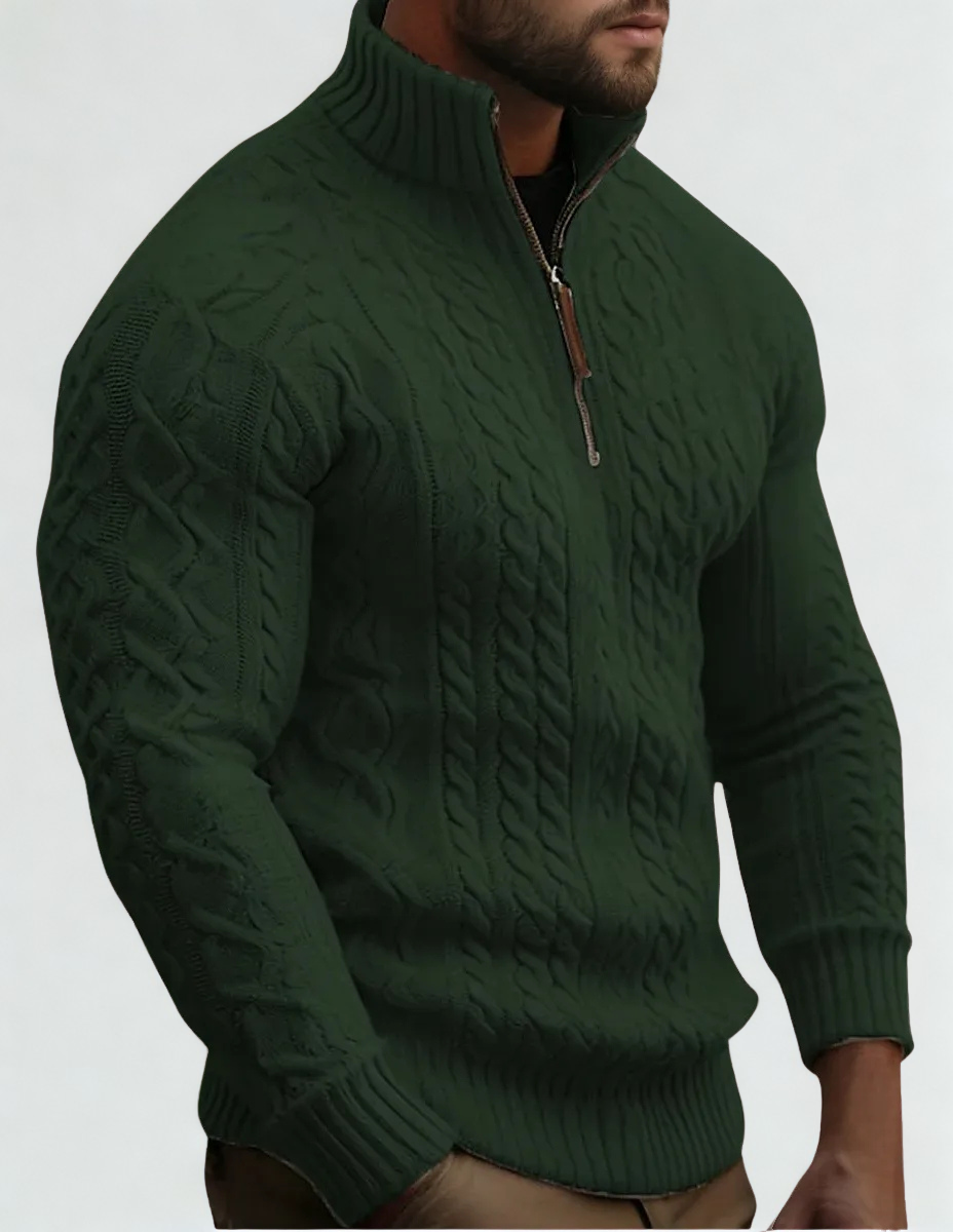 Warm Quarter Zip Knitted Sweater for Men