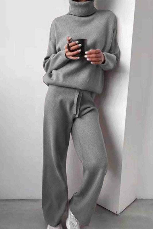 Soft Women's Sweater Turtleneck Top and Pant Set - OutfitLondon