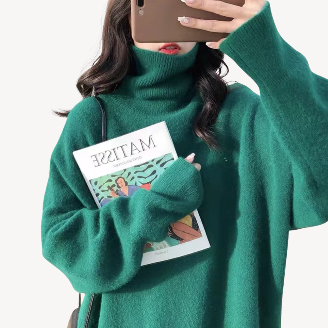 Cozy Women's Cable Knit Turtleneck Jumper