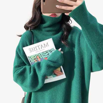 Cozy Women's Cable Knit Turtleneck Jumper