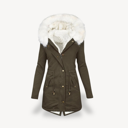 Ladies Synthetic Fur Hooded Coat Jacket