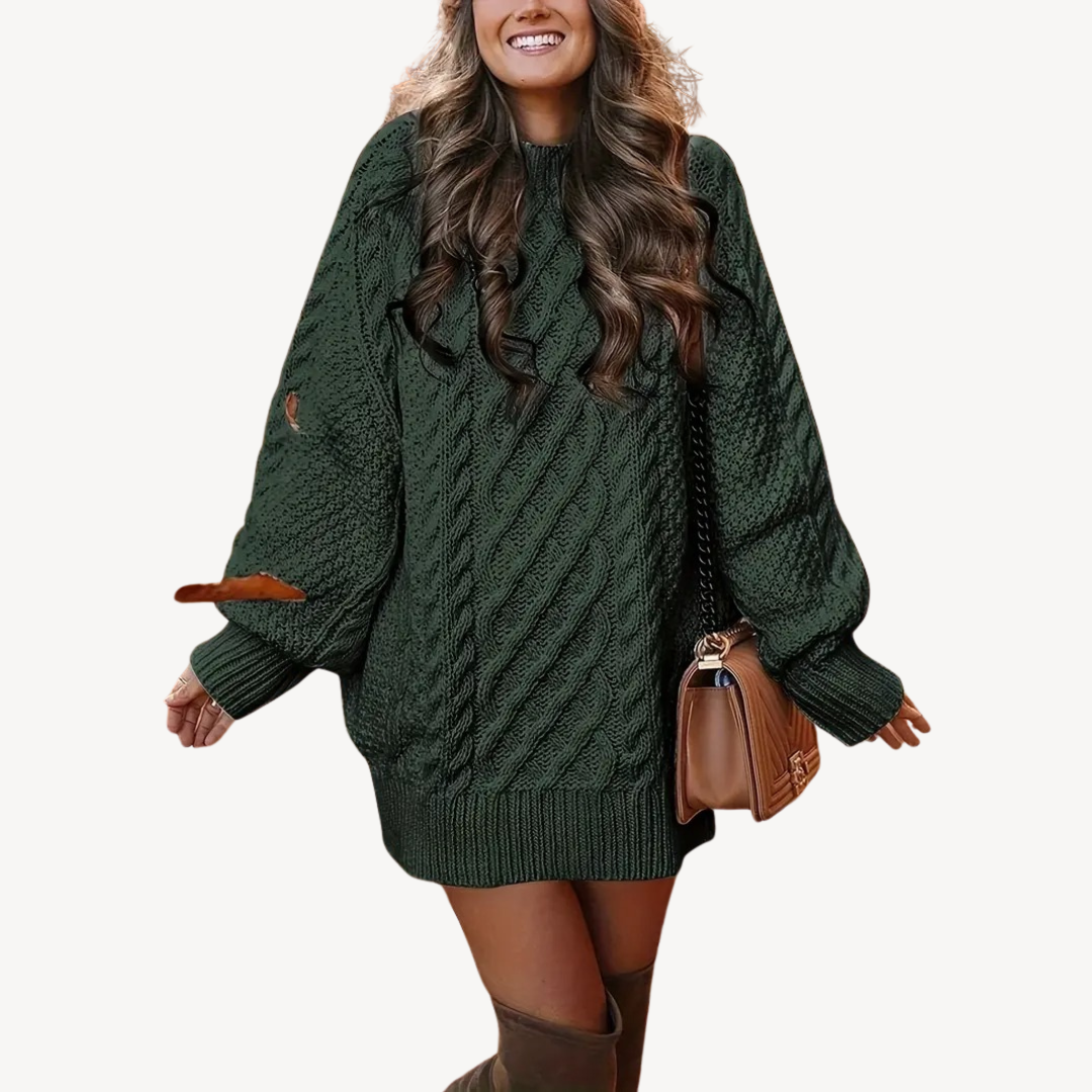 Cozy Women's Crew Neck Sweater Dress