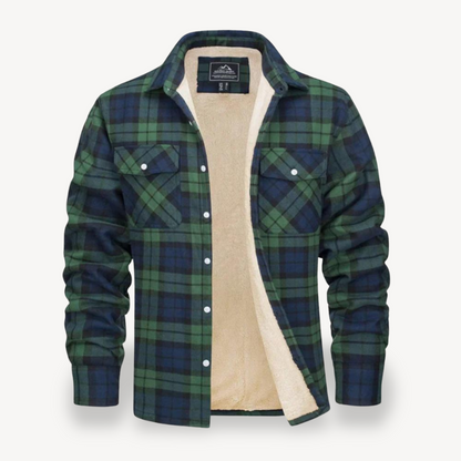 Warm Plaid Sherpa Lined Flannel Shirt for Men