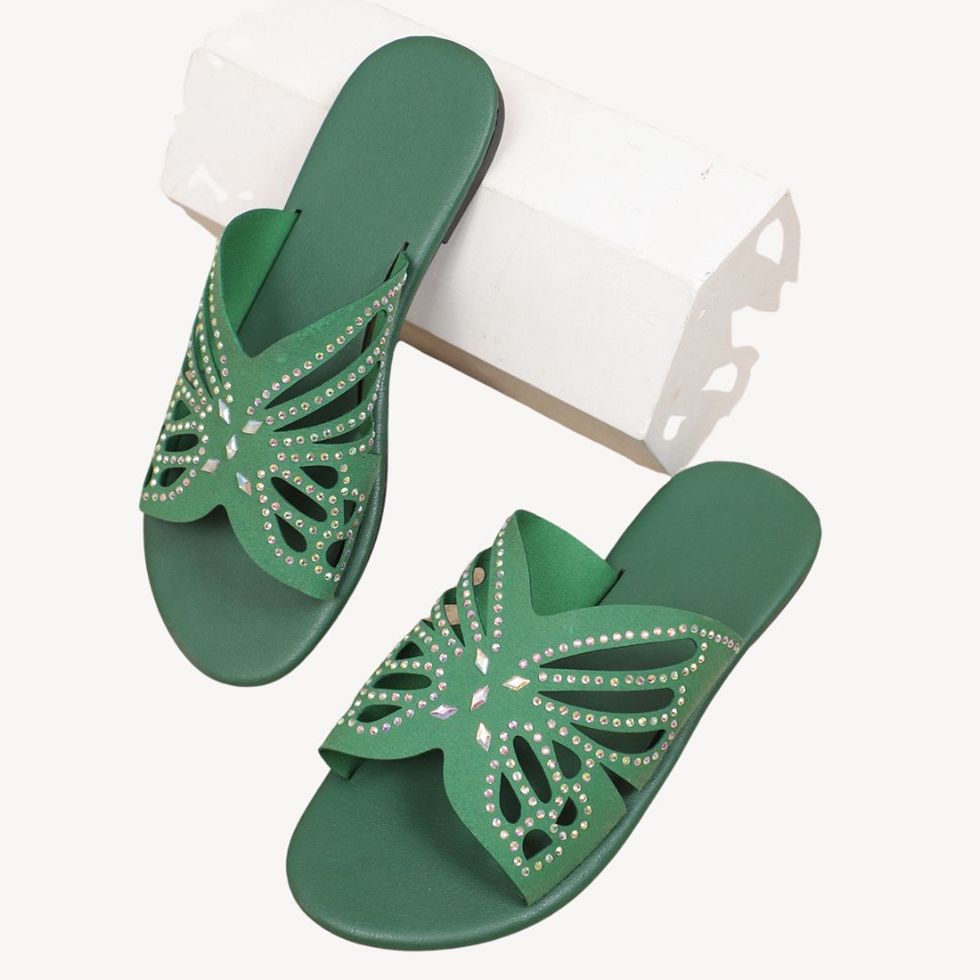 Comfortable Sparkly Floral Women's Flat Sandals