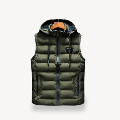 Warm Hooded Mens Puffer Jacket Vest