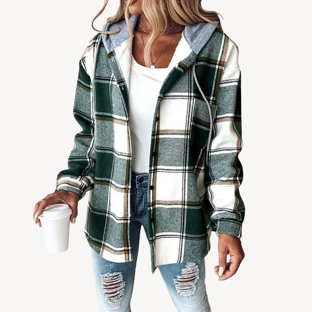 Checked Flannel Hoodie Coat