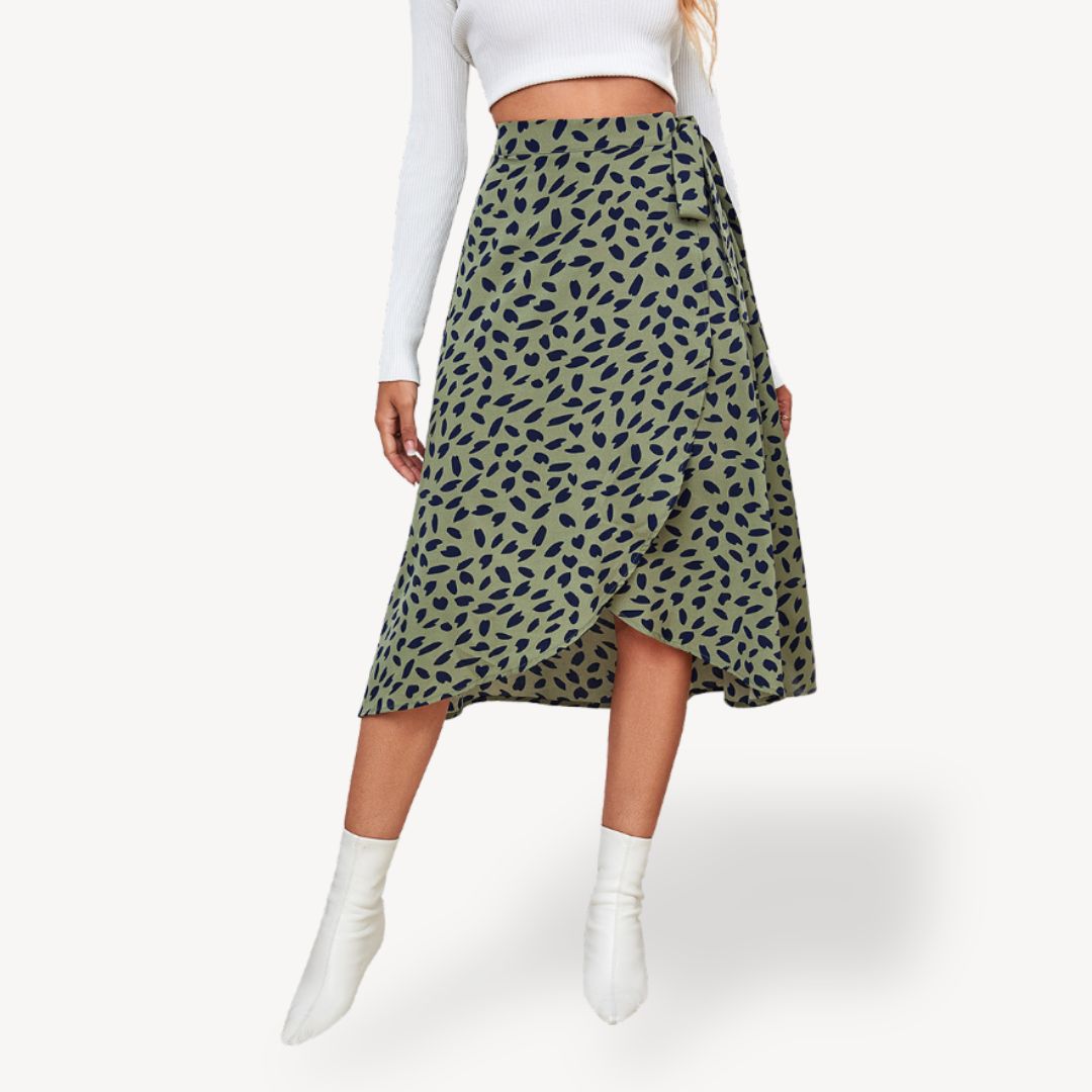 Ladies Floral Flowy Mid Length Skirt - OutfitLondon