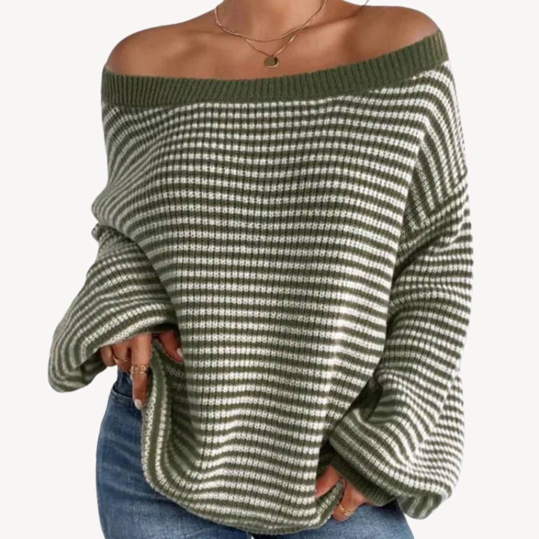 Colorful Cold Shoulder Women's Knit Sweater